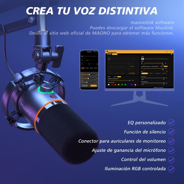 PD200XS Micrófono dinámico con brazo extensible ajustable