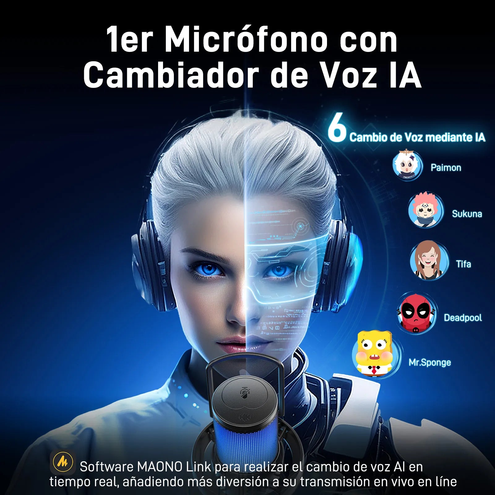 Micrófono de escritorio inalámbrico/USB para juegos DM40