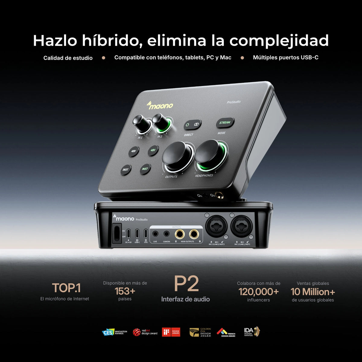 MAONO P2 Interfaz de Audio