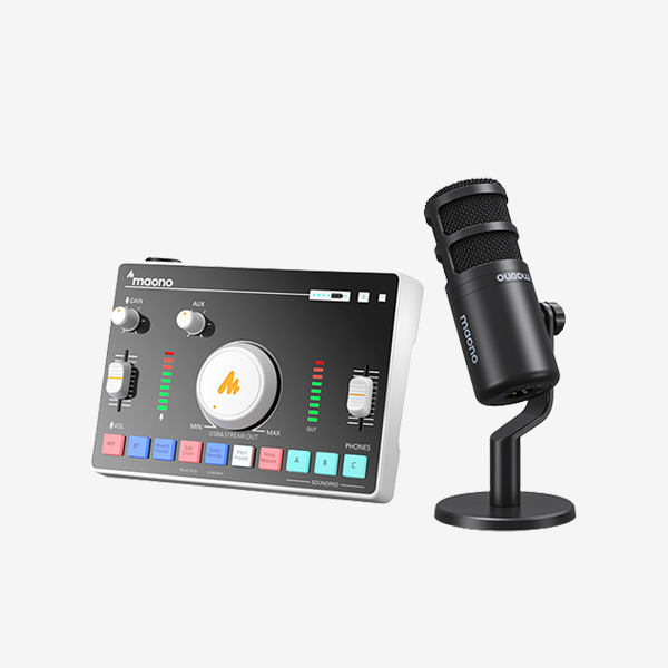 Micrófono de podcasting PD100 con tarjeta de sonido AMC2 NEO