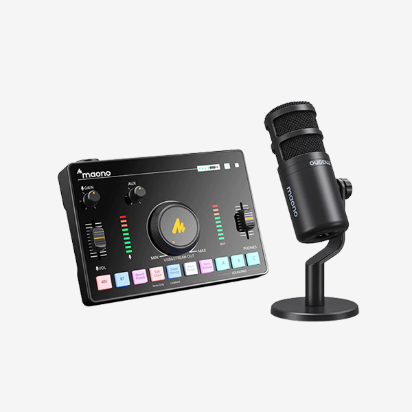 Micrófono de podcasting PD100 con tarjeta de sonido AMC2 NEO