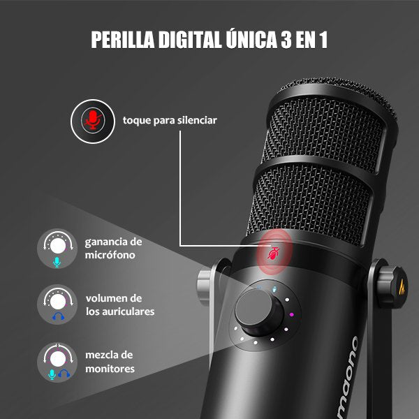 Micrófono dinámico para podcasting MAONO PD400X USB/XLR_ 600 × 600-03