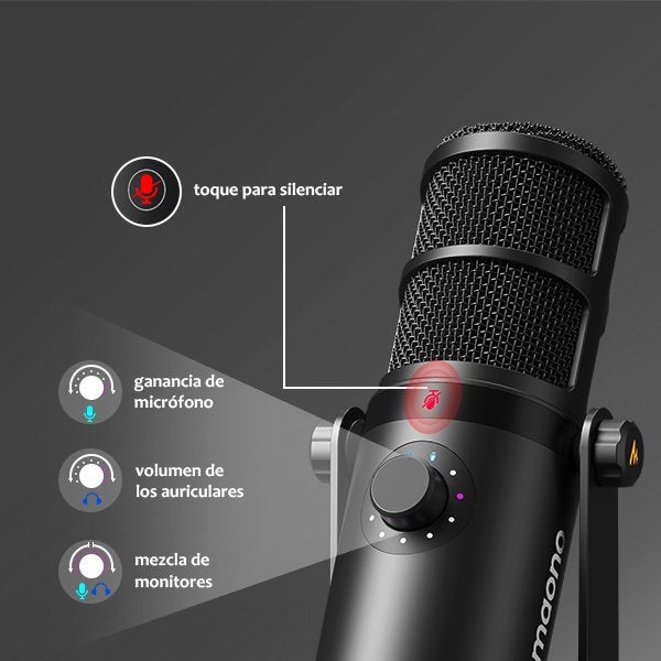 Micrófono dinámico para podcasting MAONO PD400X USB/XLR_ 10