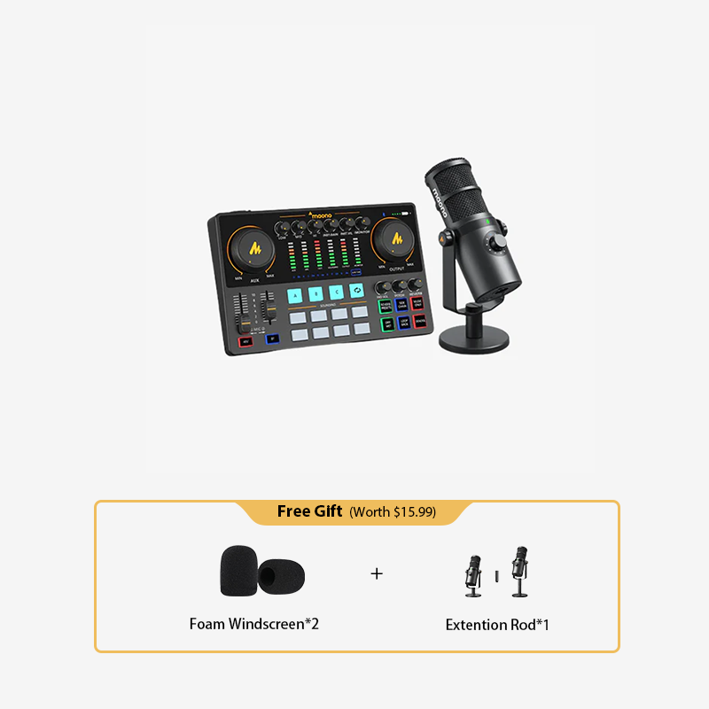 Juego de micrófonos de audio PD400X y AME2 para podcasters