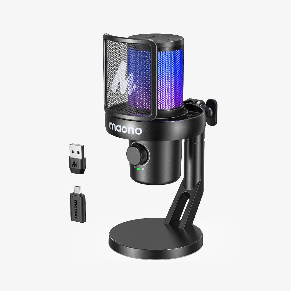 Micrófono de escritorio inalámbrico/USB para juegos DM40