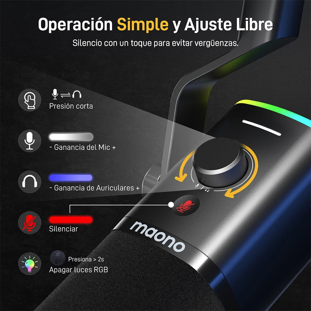 Micrófono dinámico PD100X RGB XLR/USB