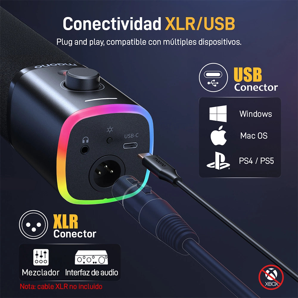 Micrófono dinámico PD100X RGB XLR/USB